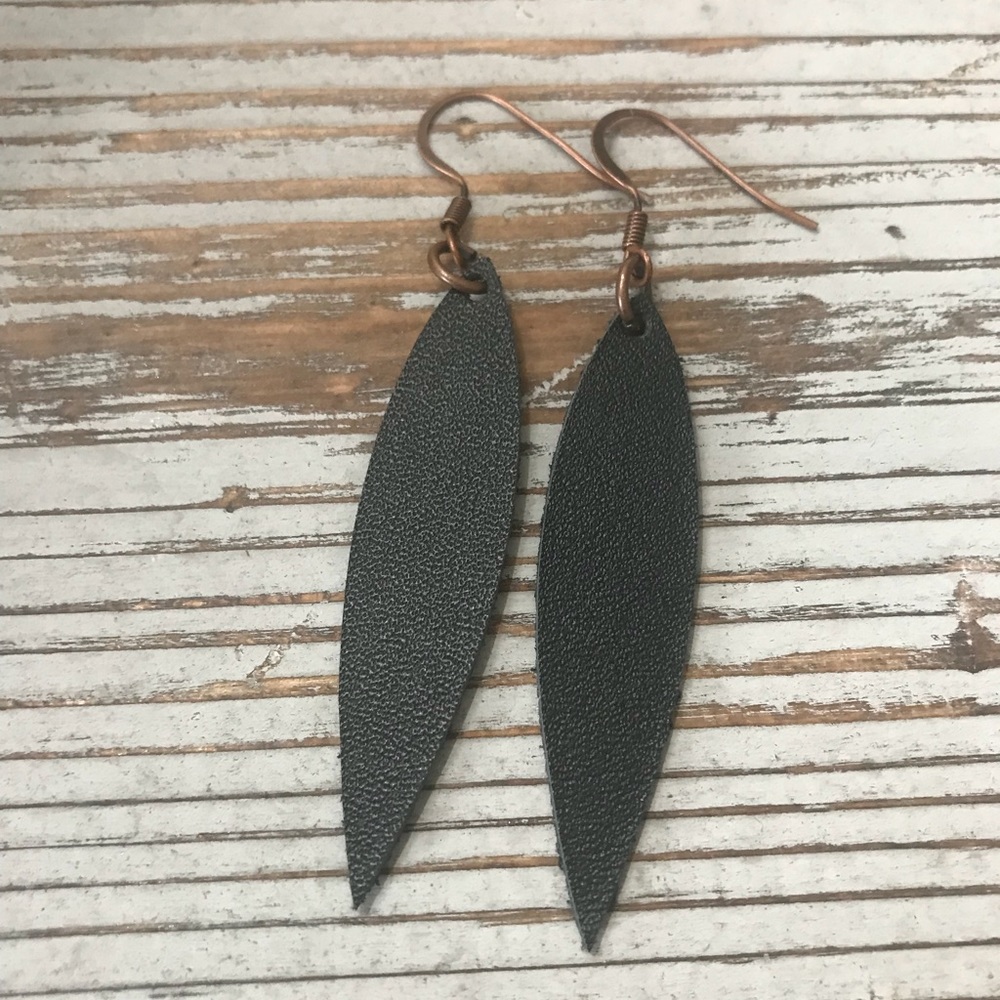 Black Genuine Leather: Hidden Grace Earrings